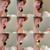 Wholesale Women's Middle Ancient Vintage Alloy Needle Earrings With Diamond Design And Geometric Drop Shape