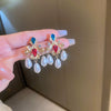 Wholesale Women's Middle Ancient Vintage Alloy Needle Earrings With Diamond Design And Geometric Drop Shape