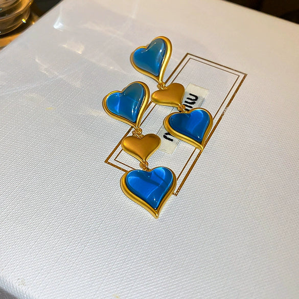 Wholesale Women's Middle Ancient Vintage Alloy Needle Earrings With Diamond Design And Geometric Drop Shape
