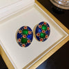 Wholesale Women's Middle Ancient Vintage Alloy Needle Earrings With Diamond Design And Geometric Drop Shape