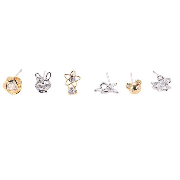 Wholesale Women's Mini Cartoon Animal Zodiac 925 Sterling Silver Earrings With Electroplating