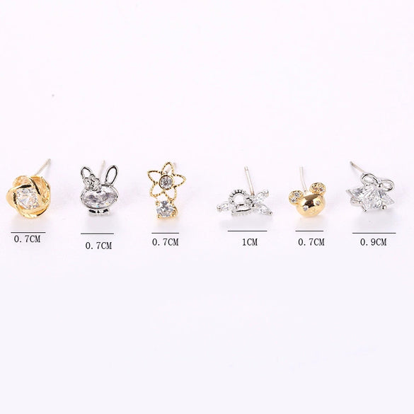 Wholesale Women's Mini Cartoon Animal Zodiac 925 Sterling Silver Earrings With Electroplating