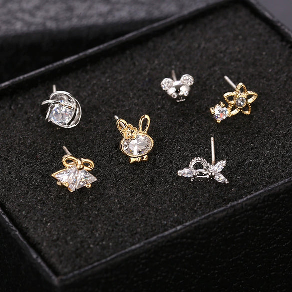 Wholesale Women's Mini Cartoon Animal Zodiac 925 Sterling Silver Earrings With Electroplating