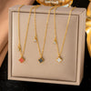 Wholesale Women's Mini Fourleaf Clover 18K Gold Real Gold Plated In The Furnace Flower Pendant Necklace With Flash O Chain