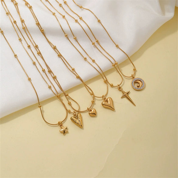 Wholesale Women's Mini Heart Shaped Pendant Clavicle Necklace Copper Titanium Steel Electroplated Niche Design