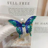 Wholesale Women's Minimalist Alloy Natural Pearl And Freshwater Pearl Brooch With Sapphire Blue Butterfly Design And Electroplating Finish