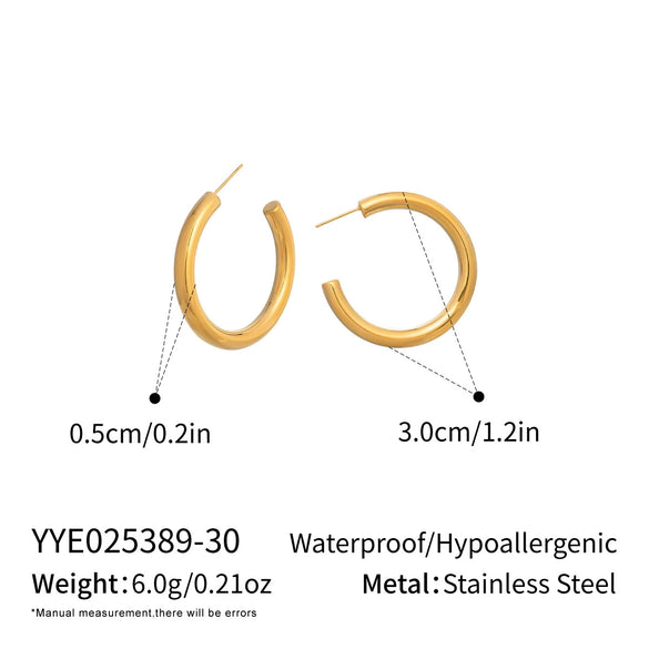 Wholesale Women's Minimalist Casual Geometric Hoop Earrings Stainless Steel Pvd Furnace Vacuum Real Gold Plated