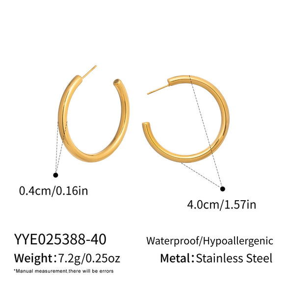 Wholesale Women's Minimalist Casual Geometric Hoop Earrings Stainless Steel Pvd Furnace Vacuum Real Gold Plated