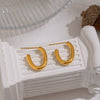 Wholesale Women's Minimalist Casual Geometric Ushaped Stainless Steel Pvd Furnace Vacuum Real Gold Plated Earrings