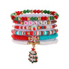Wholesale Women's Minimalist Christmas Polymer Clay Bracelet With Snowflake And Christmas Tree Pendant
