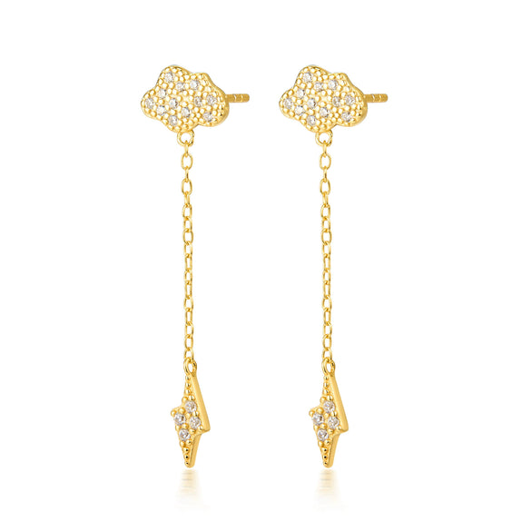 Wholesale Women's Minimalist Cloud Lightning 925 Sterling Silver Microinlaid Zircon Electroplated Earrings