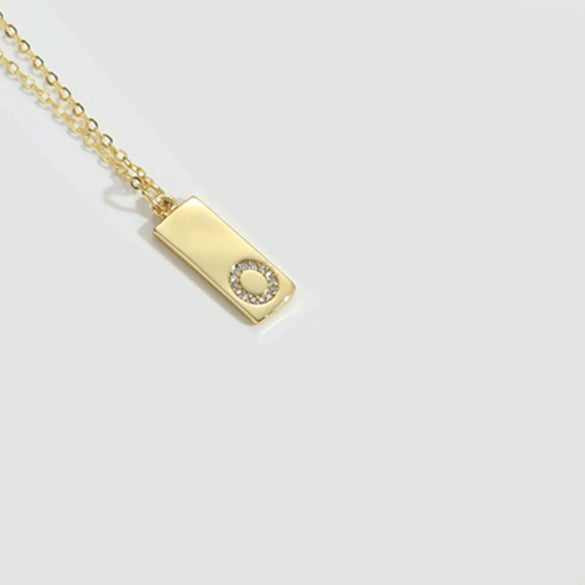 Wholesale Women's Minimalist Copper Pendant Choker Necklace With Square Shape And Mixed Gemstone Inlay Of Letters Numbers Text In O Chain Style
