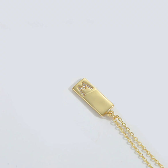 Wholesale Women's Minimalist Copper Pendant Choker Necklace With Square Shape And Mixed Gemstone Inlay Of Letters Numbers Text In O Chain Style