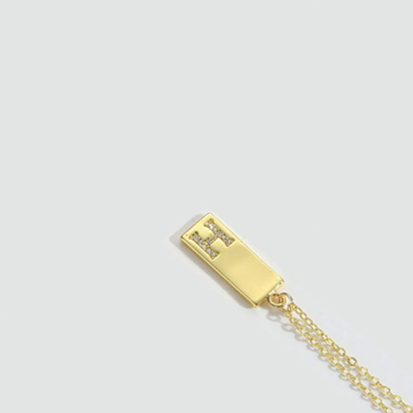 Wholesale Women's Minimalist Copper Pendant Choker Necklace With Square Shape And Mixed Gemstone Inlay Of Letters Numbers Text In O Chain Style