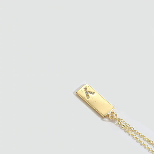Wholesale Women's Minimalist Copper Pendant Choker Necklace With Square Shape And Mixed Gemstone Inlay Of Letters Numbers Text In O Chain Style