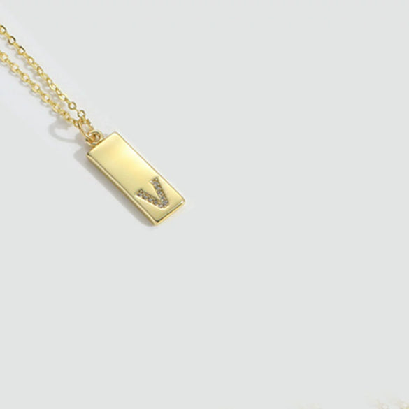 Wholesale Women's Minimalist Copper Pendant Choker Necklace With Square Shape And Mixed Gemstone Inlay Of Letters Numbers Text In O Chain Style