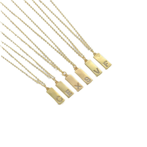 Wholesale Women's Minimalist Copper Pendant Choker Necklace With Square Shape And Mixed Gemstone Inlay Of Letters Numbers Text In O Chain Style