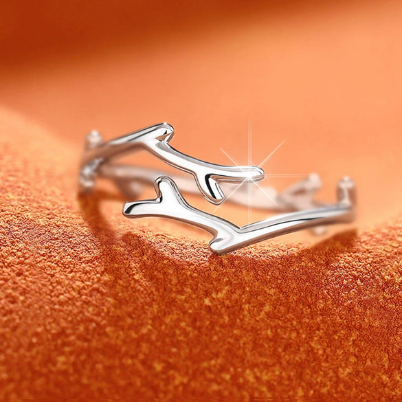 Wholesale Women's Minimalist Copper Ring With Geometric And Leaf Pattern Electroplated