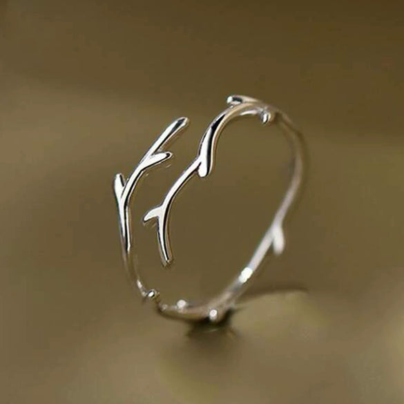Wholesale Women's Minimalist Copper Ring With Geometric And Leaf Pattern Electroplated