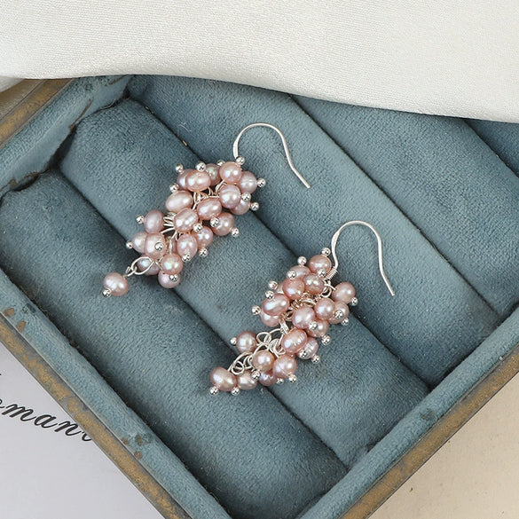 Wholesale Women's Minimalist Drop Shape Natural Freshwater Pearl S925 Sterling Silver Earrings Set With Pearls