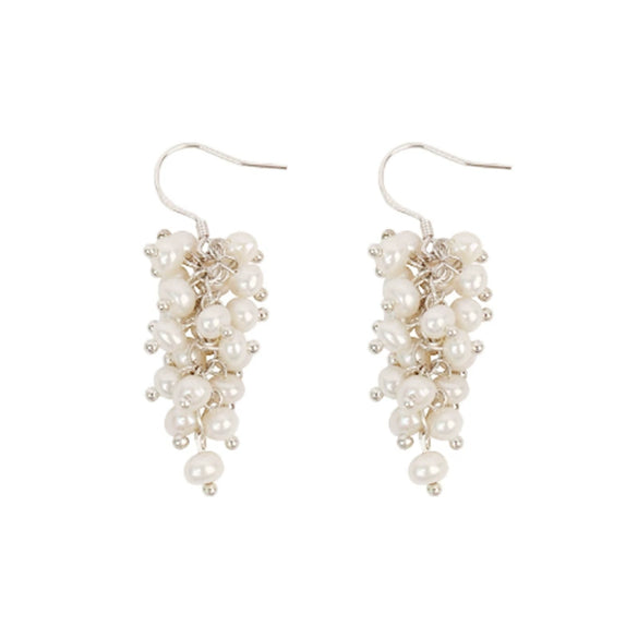 Wholesale Women's Minimalist Drop Shape Natural Freshwater Pearl S925 Sterling Silver Earrings Set With Pearls