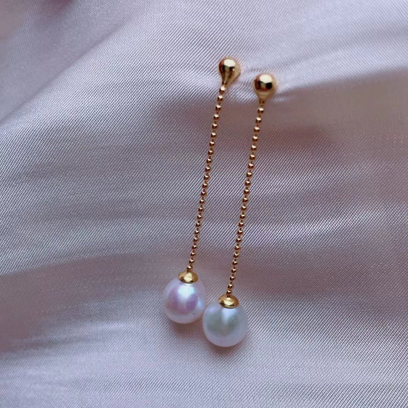 Wholesale Women's Minimalist Drop Shape 925 Sterling Silver Pearl Earrings