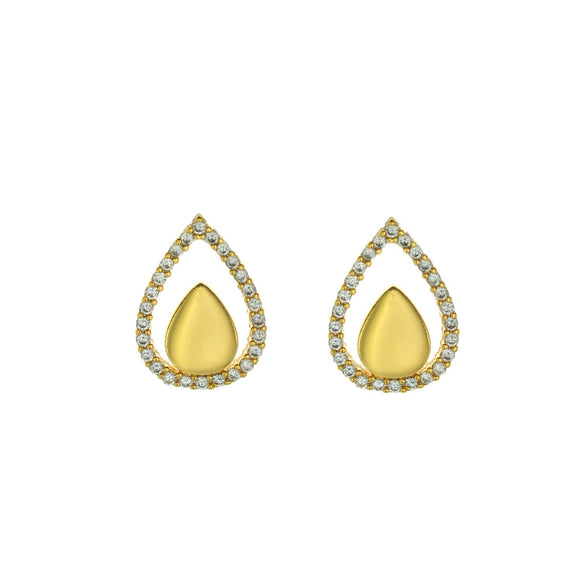 Wholesale Women's Minimalist Dropshaped Copper Earrings Set With Diamonds