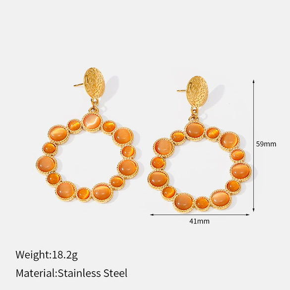 Wholesale Women's Minimalist Dropshaped Stainless Steel Vacuum Plated Earrings