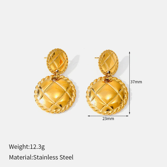 Wholesale Women's Minimalist Dropshaped Stainless Steel Vacuum Plated Earrings