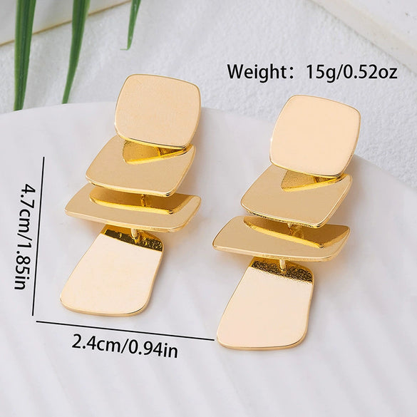 Wholesale Women's Minimalist Electroplated Alloy Geometric Leaf Design Earrings