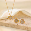 Wholesale Women's Minimalist Electroplated 18K Gold Color Preservation Titanium Steel Heartshaped Pendant Necklace And Earrings With Love Water Drops And Bells Patterns
