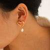 Wholesale Women's Minimalist Electroplated Stainless Steel Heart And Geometric Earrings