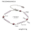 Wholesale Women's Minimalist Ferris Wheel Inlaid Square Zircon Imitation Pearl Titanium Steel Electroplated Necklace And Bracelet Jewelry Set