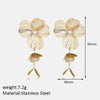 Wholesale Women's Minimalist Flower Stainless Steel Gold Plated Earrings