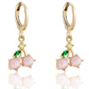Wholesale Women's Minimalist Fruit Geometric Jewelry Copper Zircon 14K Gold Plated S925 Silver Needle Earrings
