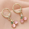 Wholesale Women's Minimalist Fruit Geometric Jewelry Copper Zircon 14K Gold Plated S925 Silver Needle Earrings