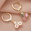 Wholesale Women's Minimalist Fruit Geometric Jewelry Copper Zircon 14K Gold Plated S925 Silver Needle Earrings