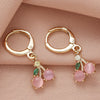 Wholesale Women's Minimalist Fruit Geometric Jewelry Copper Zircon 14K Gold Plated S925 Silver Needle Earrings