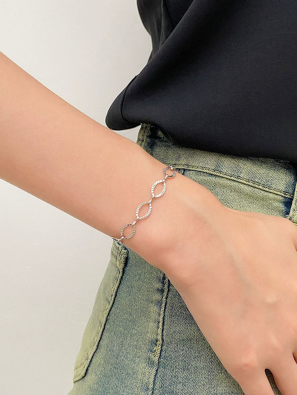 Wholesale Women's Minimalist Geometric Alloy Electroplated Ring Bracelet