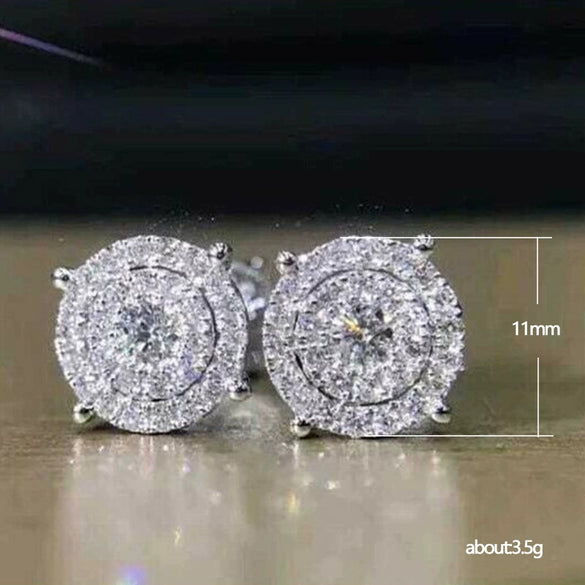 Wholesale Women's Minimalist Geometric Copper Electroplated Round Diamond Full Zircon Earrings