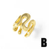 Wholesale Women's Minimalist Geometric Copper Goldplated Irregular Flower Opening Ring