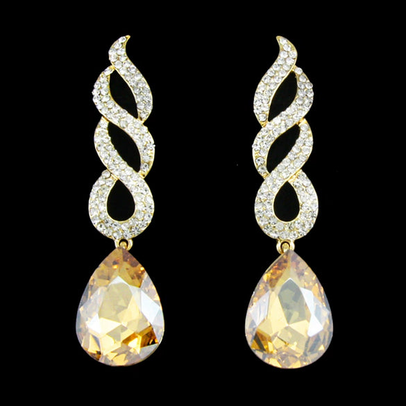 Wholesale Women's Minimalist Geometric Copper Inlaid Crystal Water Drop Earrings With Electroplating