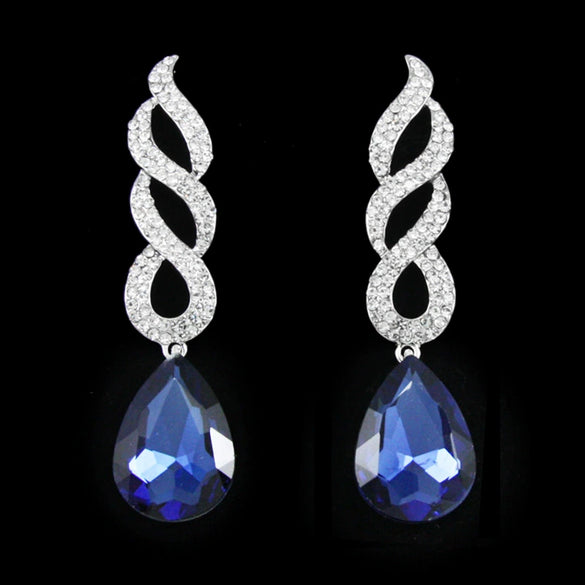 Wholesale Women's Minimalist Geometric Copper Inlaid Crystal Water Drop Earrings With Electroplating