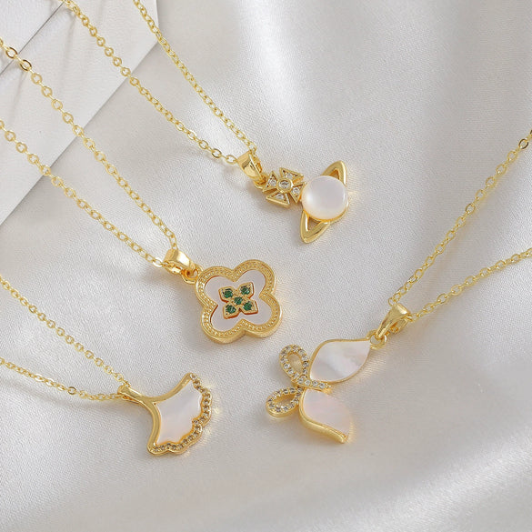 Wholesale Women's Minimalist Geometric Copper O Chain Pendant Necklace With Electroplating