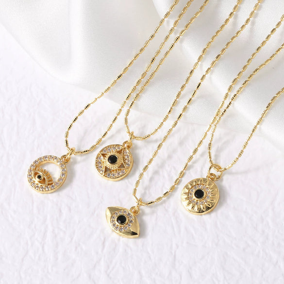 Wholesale Women's Minimalist Geometric Copper Pendant Necklace With Bamboo Chain And 18K Gold Electroplated Treatment
