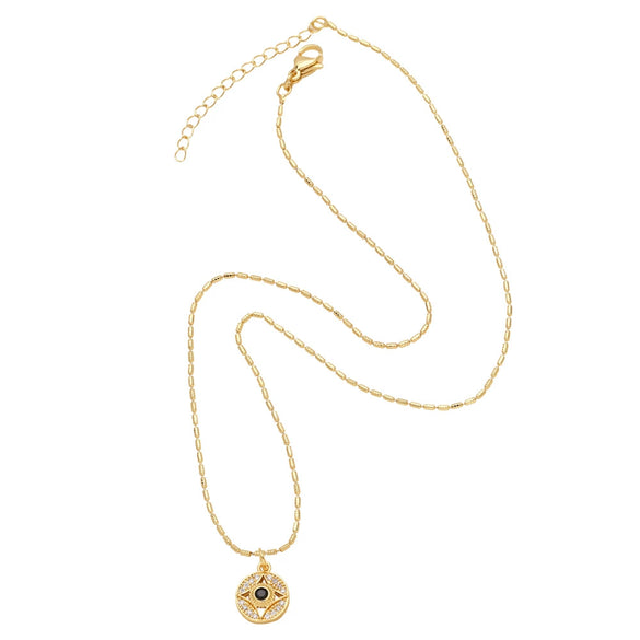 Wholesale Women's Minimalist Geometric Copper Pendant Necklace With Bamboo Chain And 18K Gold Electroplated Treatment