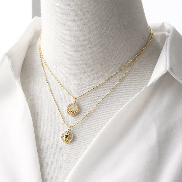 Wholesale Women's Minimalist Geometric Copper Pendant Necklace With Bamboo Chain And 18K Gold Electroplated Treatment