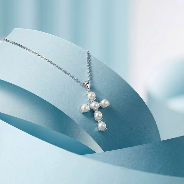 Wholesale Women's Minimalist Geometric Crossshaped 925 Silver Electroplated Necklace