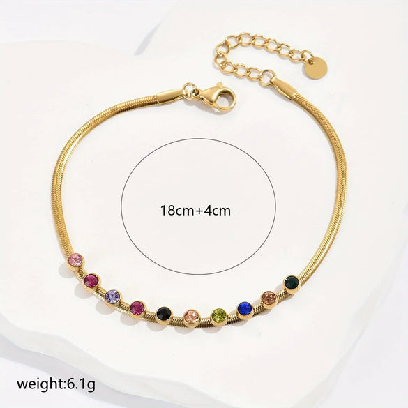 Wholesale Women's Minimalist Geometric Diamondencrusted Titanium Steel Necklace And Bracelet Set With Electroplating