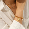Wholesale Women's Minimalist Geometric Fishtail Pendant Ot Buckle Electroplated Stainless Steel Bracelet Jewelry